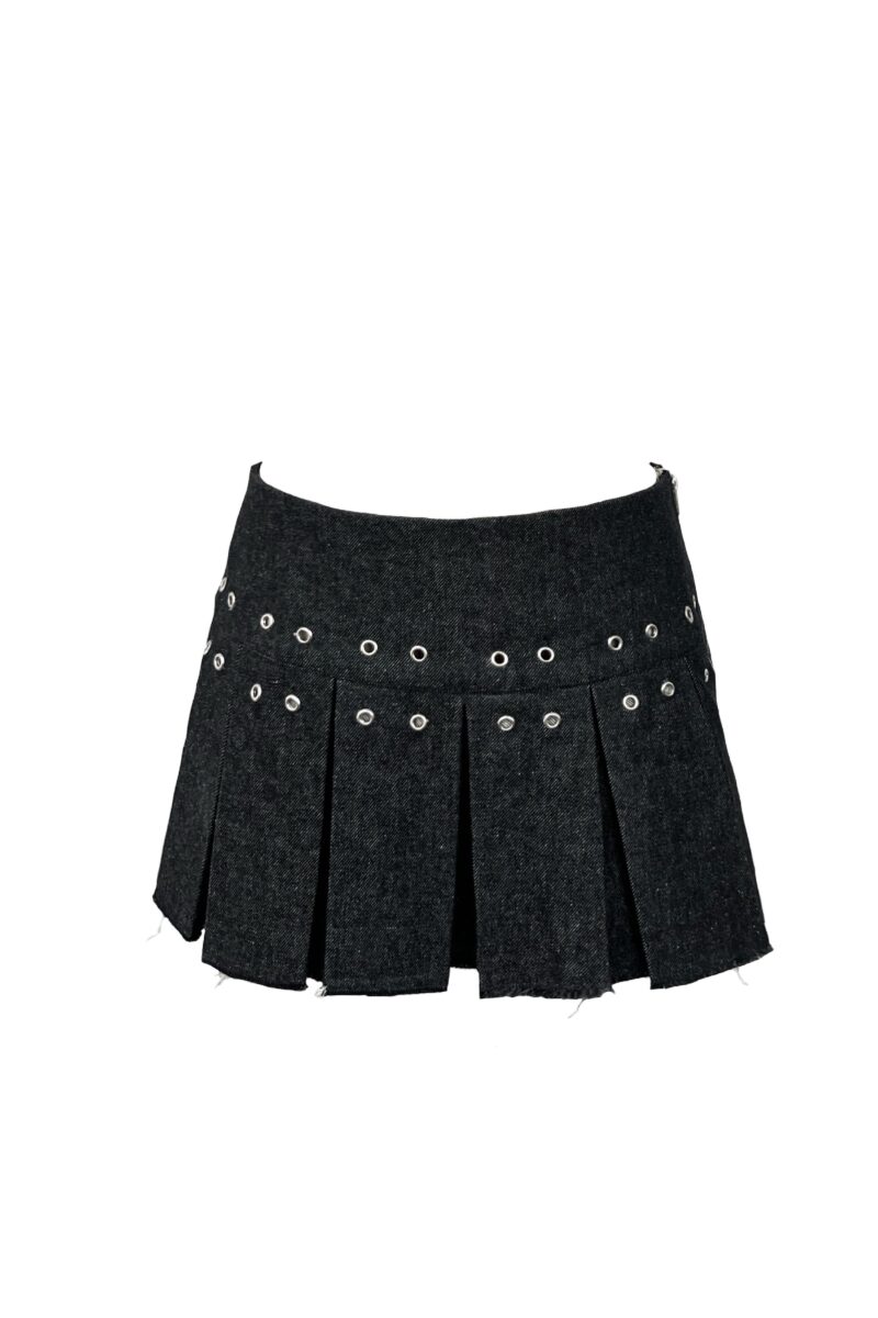 Denim pleated mini skirt