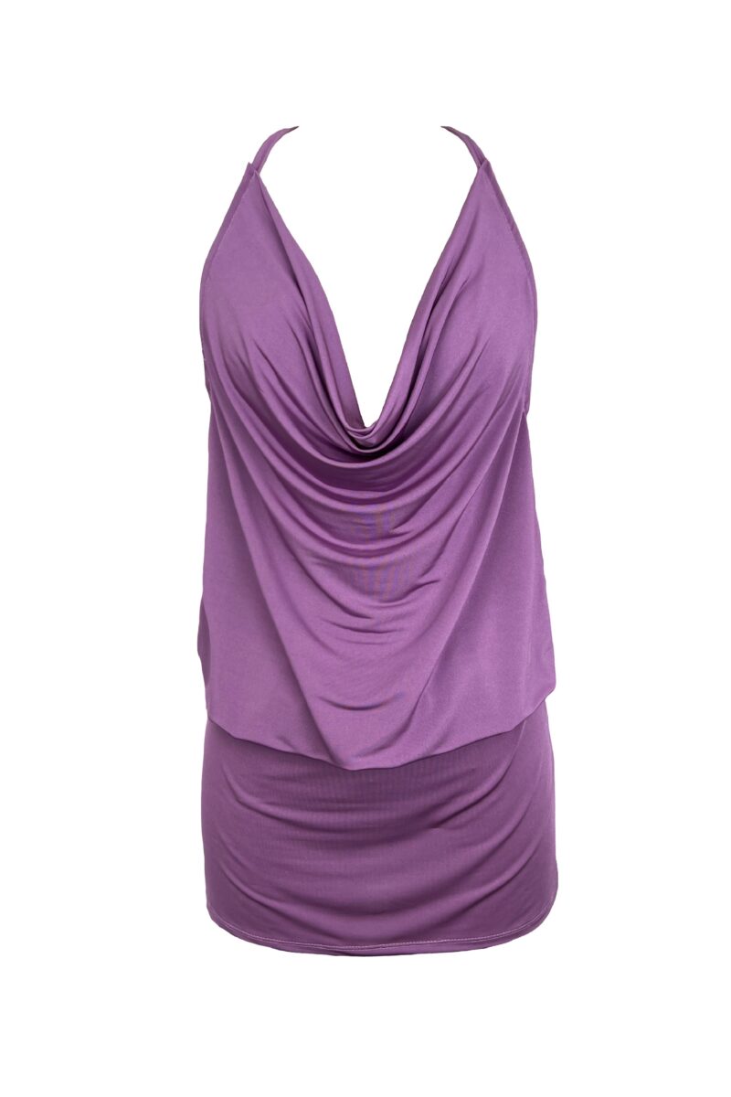 Plunge mini dress - mauve - Image 4